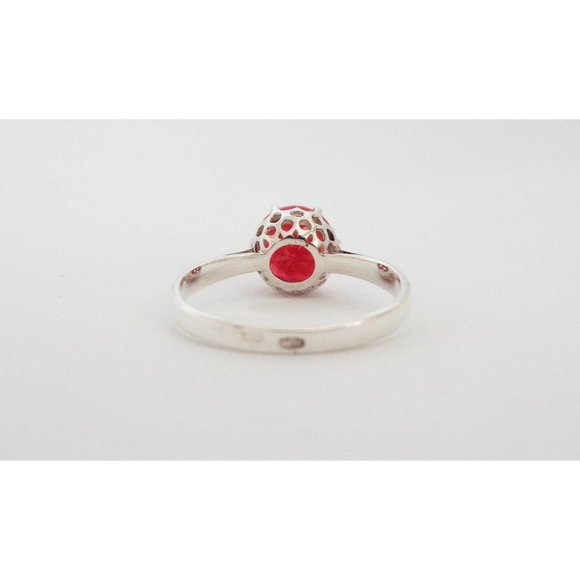 Natural Red Rhodonite Ring, Natural Faceted Rhodonite Sterling Silver Size 7.5 - Picture 5 of 7